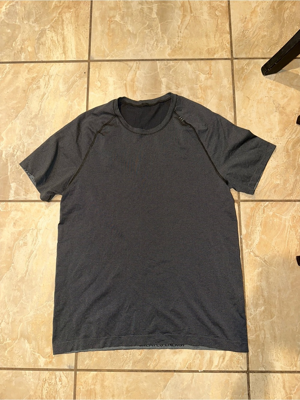 Grey striped Lululemon Metal Vent Tech athletic shirt Size L